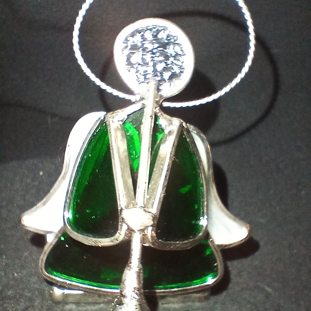 Stained Glass And Silver Angel Votive Holder